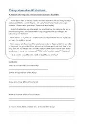 reading comprehension worksheet