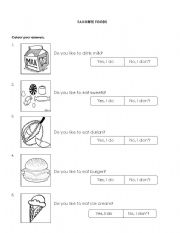 English Worksheet: FAVORITE FOODS