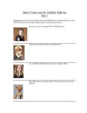 English Worksheet: Harry Potter and the Deathly Hallows Part 1