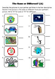 English Worksheet: The Same or Different? Speaking Activity