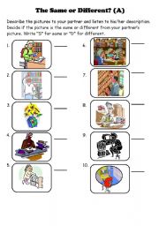 English Worksheet: The Same or Different? Speaking Activity: Libraries