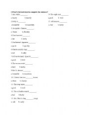 English Worksheet: Adjective and adverbs