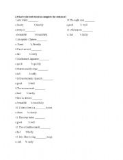 English worksheet: Adjective and adverbs