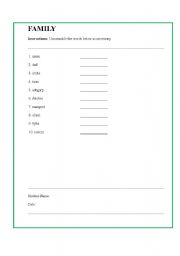 English worksheet: Family