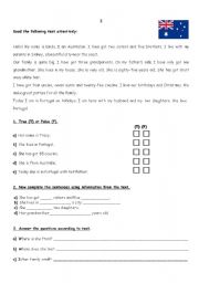 English Worksheet: Reading-Comprehension