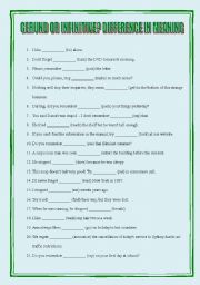 English Worksheet: Gerund or to + infinitive? Difference in meaning