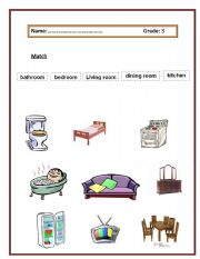 English worksheet:  what is inside our house?