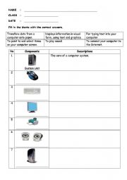 English worksheet: Parts of Computer