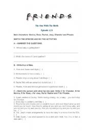 English Worksheet: Video - Friends - The One with The Birth