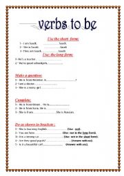 English worksheet: verbs to be