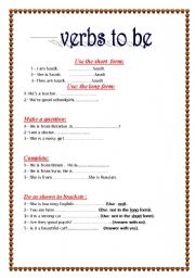 English Worksheet: verbs to be