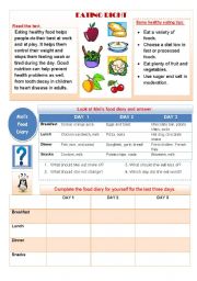 English Worksheet: EATING RIGHT