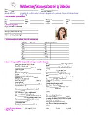 English Worksheet: worksheet : song Because you loved me by Celine Dion