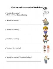English worksheet: Clothes and Accessories Worksheet