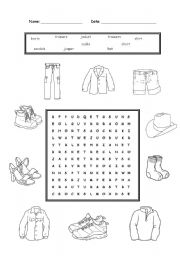 English Worksheet: clothes