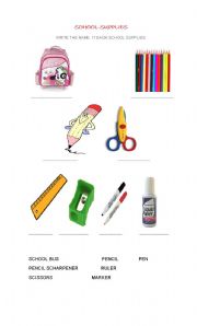 English Worksheet: SCHOOL SUPPLIES