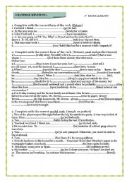 English Worksheet: grammar revision