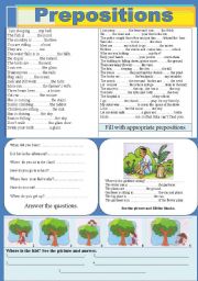 English Worksheet: Prepositions