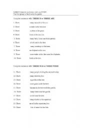 English Worksheet: There is/are/was/were