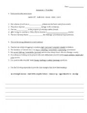 English worksheet: Vacabulary Assignment