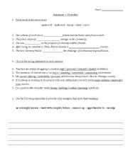English Worksheet: Vacabulary Assignment