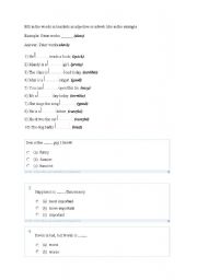 English worksheet: adjectives