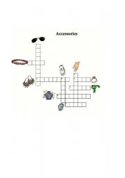English worksheet: accessories crossword