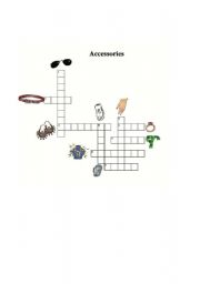 English Worksheet: accessories crossword