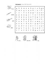 English worksheet: word search