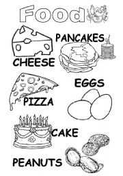 English Worksheet: color the food and say which you like and dont like