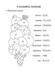 English Worksheet: a colourful icecream