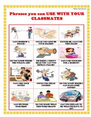 CLASSROOM POSTER OF PHRASES STUDENTS CAN USE WITH CLASSMATES