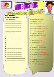 English Worksheet: WH- QUESTIONS in PRESENT CONTINUOUS