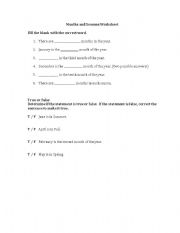 English Worksheet: Months and Seasons Practice