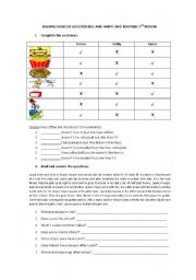 Reading Exercise Likes/Dislikes and Habits and Routines 3rd Person