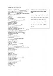 English Worksheet: Telling the World -  Taio Cruz