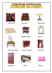 English Worksheet: furniture dictionary
