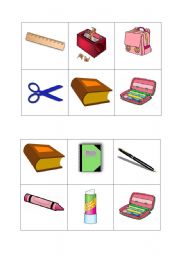 English Worksheet: School supplies bingo cards part 6