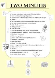 English Worksheet: The importance of reading the instructions carefully before getting started.