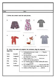 English worksheet: clothes-compound adjectives