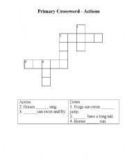 English worksheet: Primary Crossword - Actions