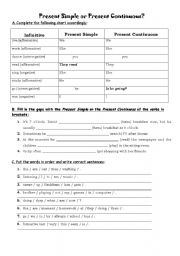 English Worksheet: Present Simple or Present Continuous