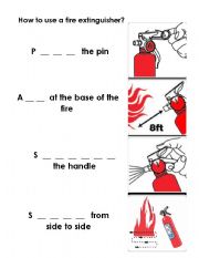 English worksheet: How to use a fire extinguisher