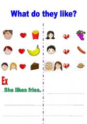 English Worksheet: What do they like?
