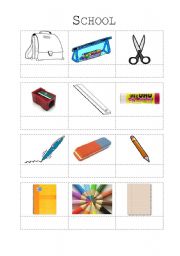 English worksheet: schoolthings - vocabulary worksheet