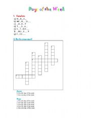 English worksheet: Days of the Week