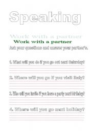 English worksheet: Speaking