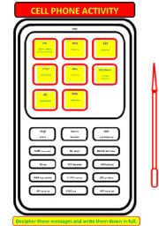 Cell phone : Text Messaging codes activity with  answer keys