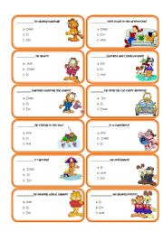 English Worksheet: 44 Speaking cards practise the auxilialies:do, dont,does,doesnt,is,isnt