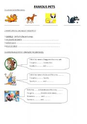 English worksheet: famous pets